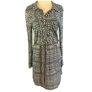 Velvet by Graham & Spencer Dress Women's Sz 10 Black Long Sleeve Belted Stretch